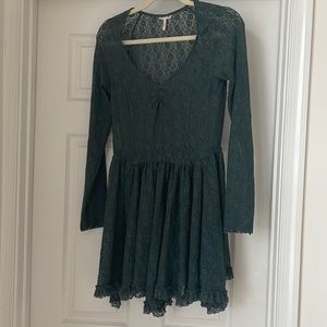 Green lace detail Free People dress. Size M.